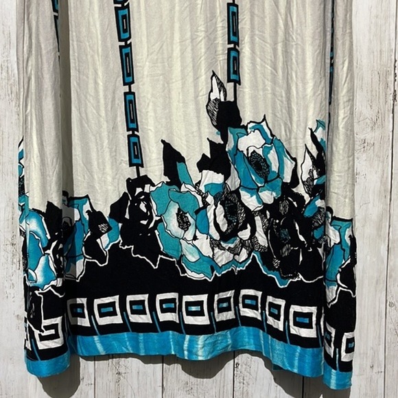 Venus Womens Beaded Halter Maxi Dress Turquoise White Floral Geometric Size M - Picture 3 of 5